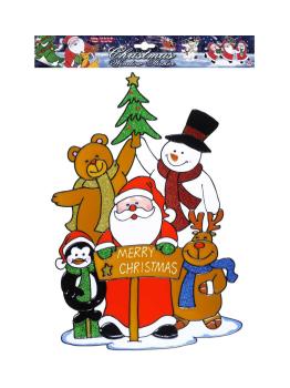 Pegatina Ventana Papá Noel Familia 40 cms
