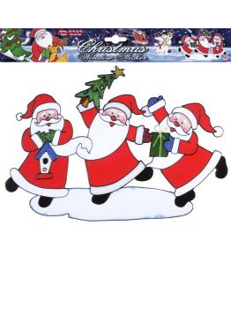 Pegatina Ventana Papá Noel Trío Horizontal 40 cms