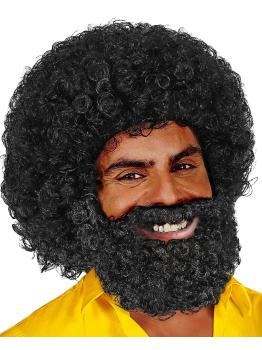 Peluca  Afro Barba y Bigote.