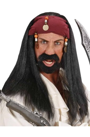 Peluca  Pirata Caribe con Pañuelo .