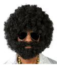 Peluca Afro negra con barba
