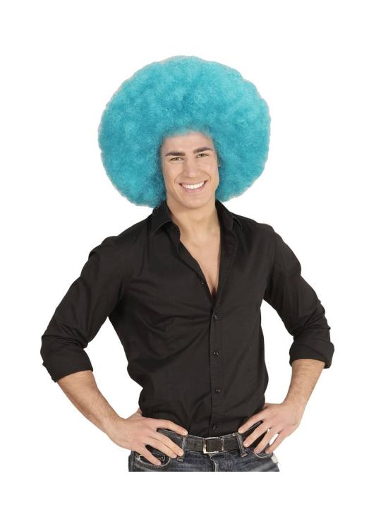 Peluca Afro Sobredimensionada color Azul .