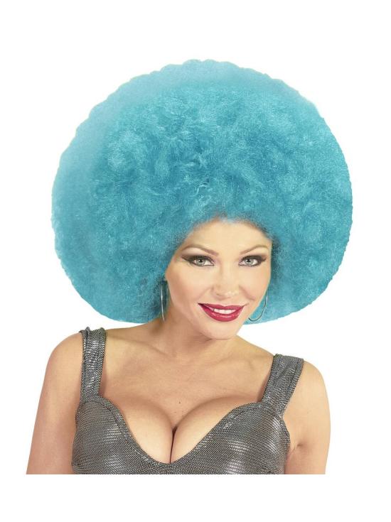 Peluca Afro Sobredimensionada color Azul .
