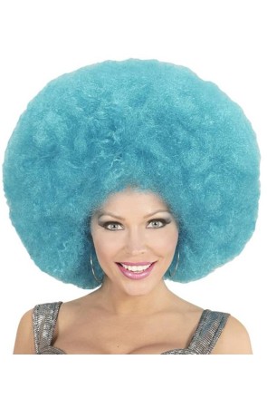 Peluca Afro Sobredimensionada color Azul .