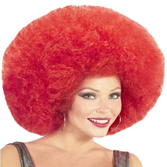 Peluca Afro Sobredimensionada color Roja . Peluca Afro Sobredimensionada color Roja .