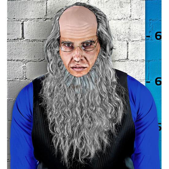 Peluca anciano con barba y gafas