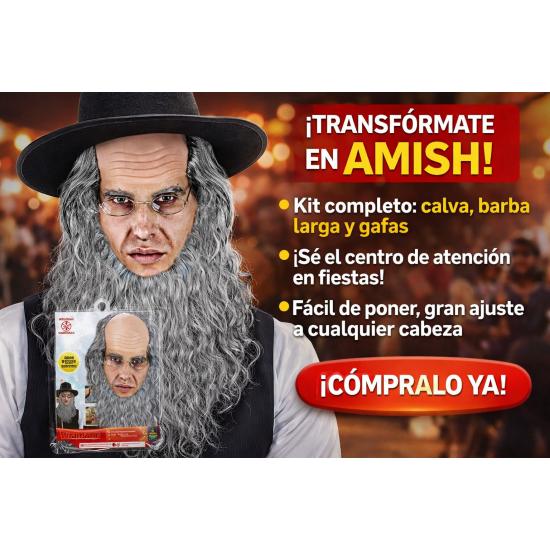 Peluca anciano con barba y gafas