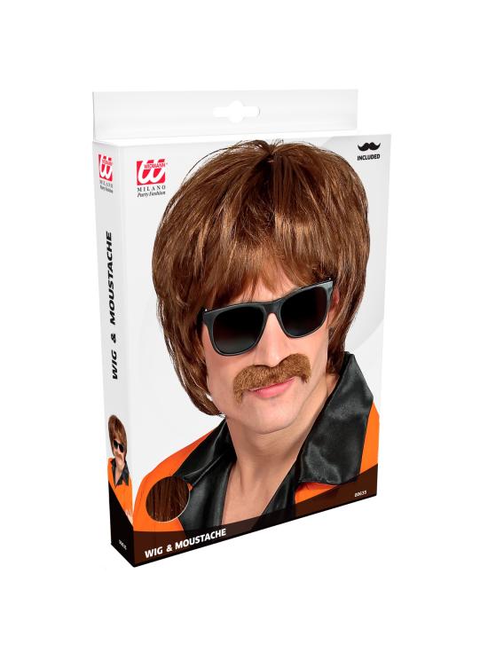 Peluca años 60 con bigote – Estilo retro para disfraces originales | Widmann