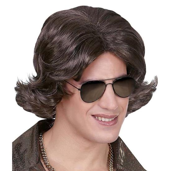 Peluca años 70 Disco color Castaña. Peluca años 70 Disco color Castaña.