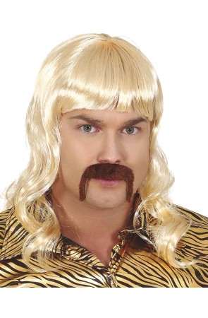 Peluca Años 70 Rubia con Bigote Chuck Norris