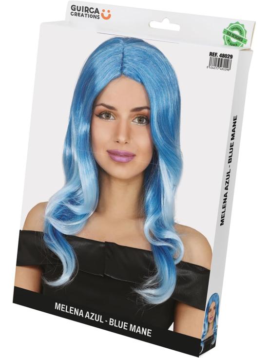 Peluca Azul Melena Ondas