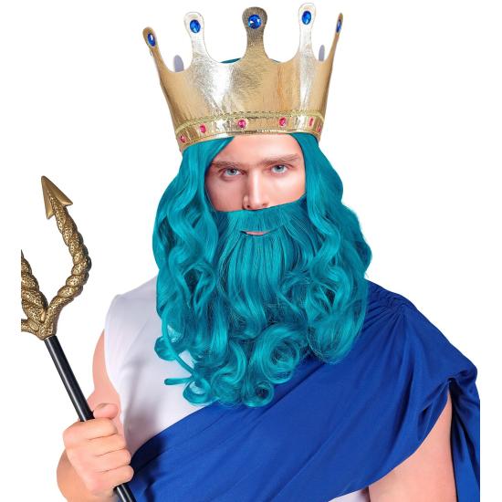 Peluca, Barba y Bigote Rey del Mar – Color Turquesa