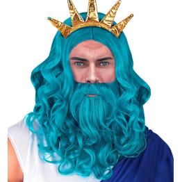 Peluca, Barba y Bigote Rey del Mar – Color Turquesa
