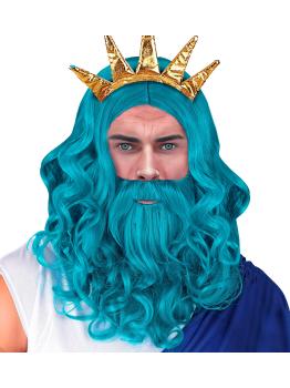 Peluca, Barba y Bigote Rey del Mar – Color Turquesa