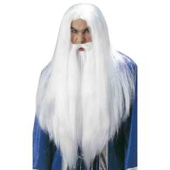 Peluca Blanca de Mago Con Barba .