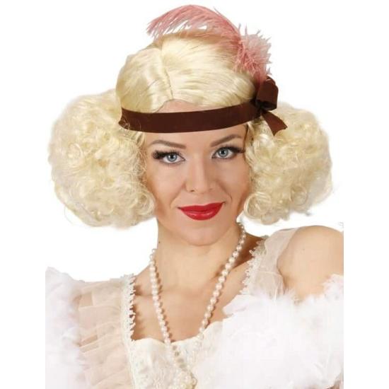 Peluca Burlesque Rubia decorada  cinta y pluma Peluca Burlesque Rubia decorada  cinta y pluma