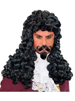 Peluca capitán Garfio con perilla y bigote
