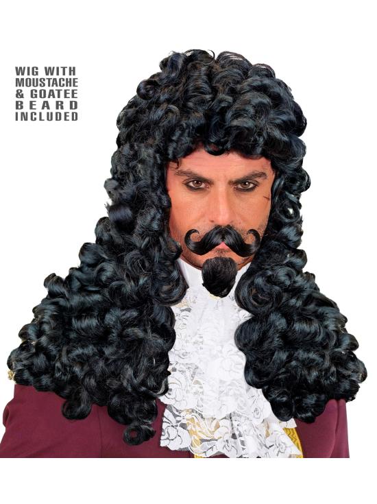 Peluca capitán Garfio con perilla y bigote