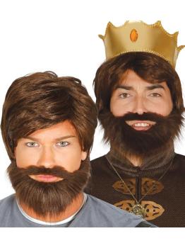 Peluca Castaña con Barba Personajes.