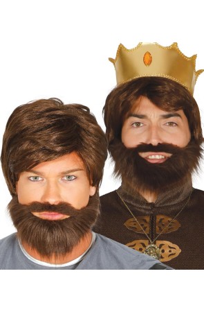 Peluca Castaña con Barba Personajes.