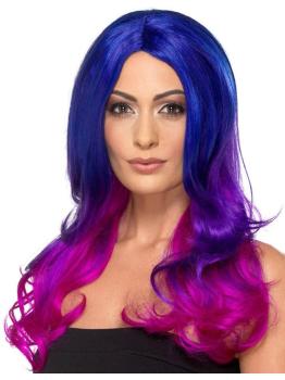 Peluca color degradado de moda azul y rosa