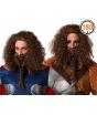 Peluca con barba Vikingo Castaño