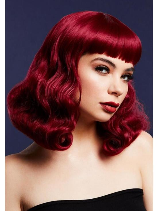 Peluca con flequillo corto Fever Bettie, Ciruela