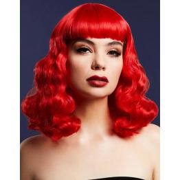 Peluca con flequillo corto Fever Bettie, Rojo