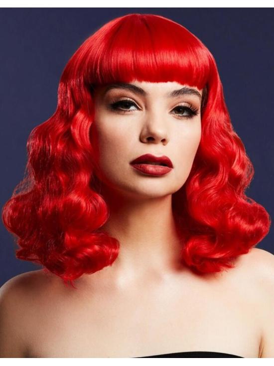 Peluca con flequillo corto Fever Bettie, Rojo
