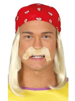 Peluca con pañuelo y bigote Hulk Hogan Luchador