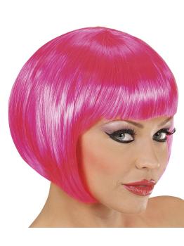 Peluca Corta Rosa Flequillo adulta