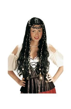 Peluca Dama Medieval Morena.