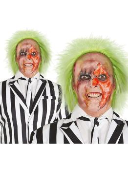 Peluca de Beetlejuice, con cabeza calva de látex
