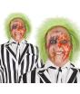 Peluca de Beetlejuice, con cabeza calva de látex