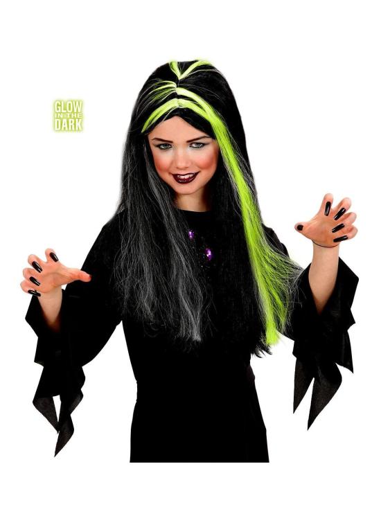 Peluca Bruja infantil Fluor oscuridad !
