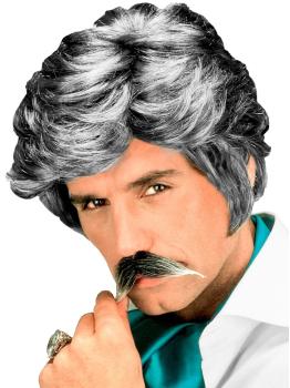 Peluca de Casanova Gris con Bigote