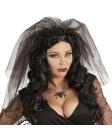 Diadema Velo Viuda Negra – Tocado con Rosas Negras para Halloween y Carnaval