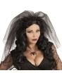 Diadema Velo Viuda Negra – Tocado con Rosas Negras para Halloween y Carnaval