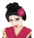 Peluca de Geisha con Flor Roja