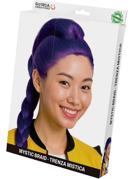 💜 Peluca de Guerrera K-Pop Rumi con Trenza Mística