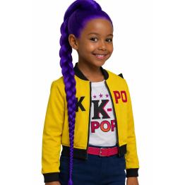 💜 Peluca de Guerrera K-Pop Rumi Infantil con Trenza Mística