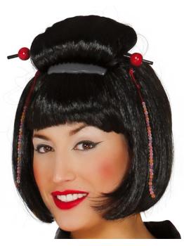 Peluca de japonesa con adornos