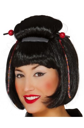 Peluca de japonesa con adornos