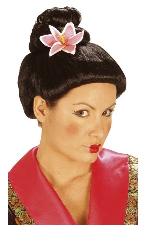 Peluca de Japonesa Moño con Flor