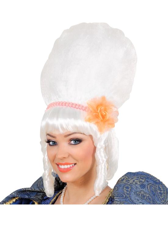 Peluca de Marquesa con perlas blancas.