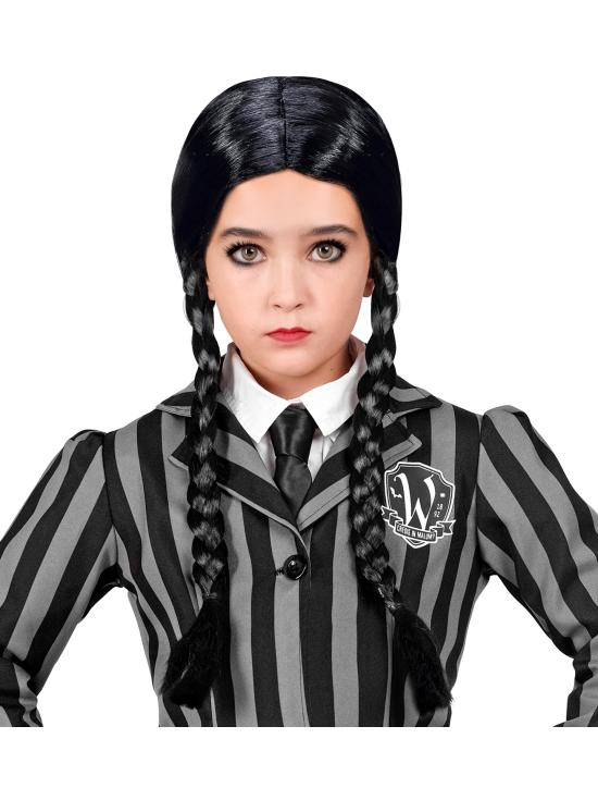 Peluca de Miércoles Addams infantil
