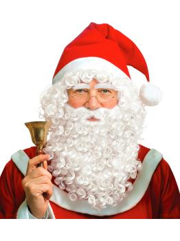 Peluca de Papá Noel con Gorro Rojo, Barba Maxi, Bigote y Cejas