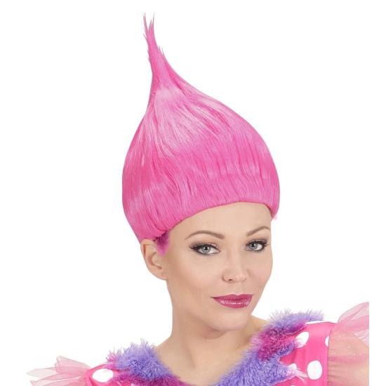 Peluca de troll Rosa .