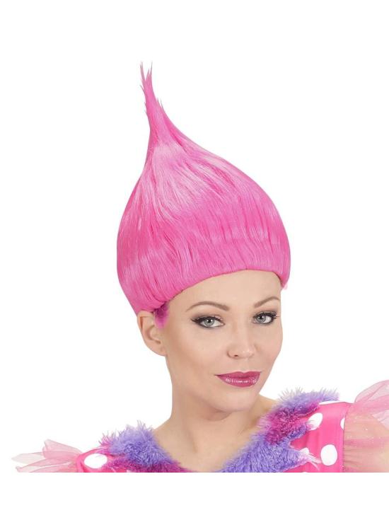 Peluca de troll Rosa .