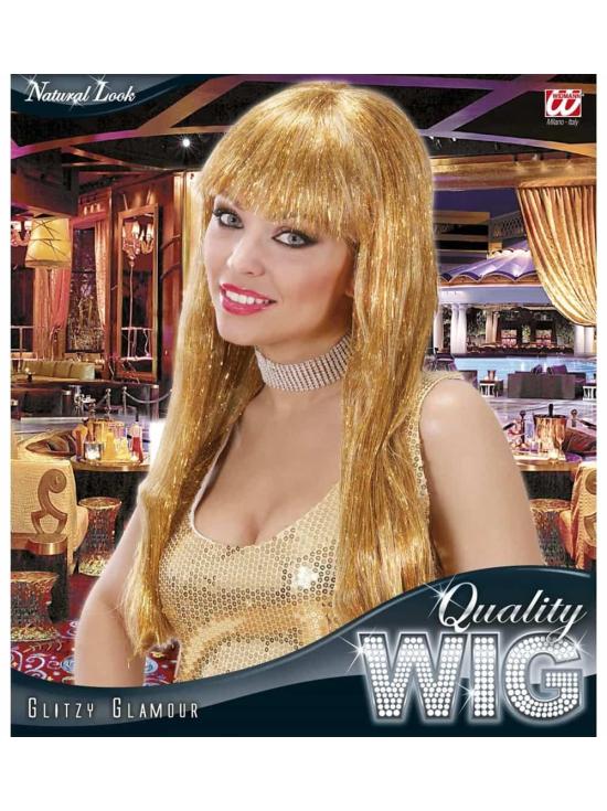 Peluca Dorada Glamour con Purpurina.